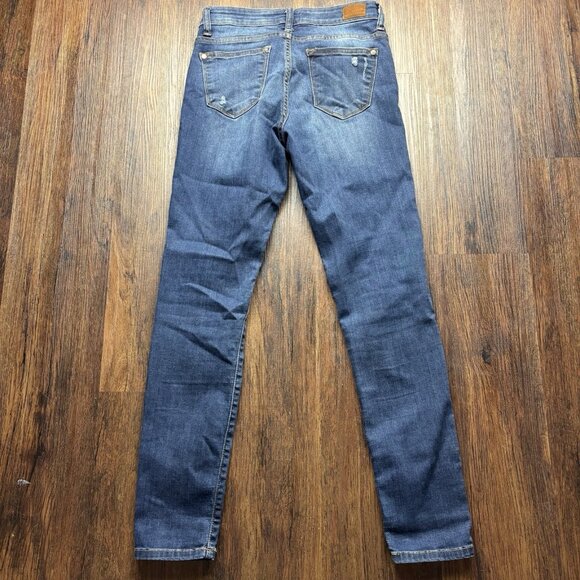 Judy Blue Skinny Jeans Buffalo Plaid Patch Distressed Medium Wash Size 7/28 - Picture 2 of 11